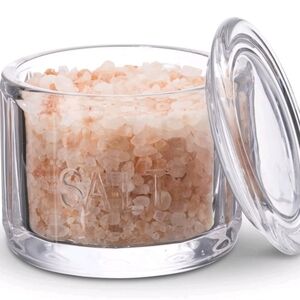 Salt Cellar With Lid - Clear Pressed Glass - Farmhouse, Cottage Look-Never Used